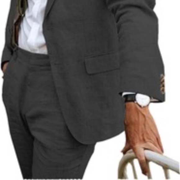 Black Linen Suit 42 Regular Pants 34 x 32 - Picture 3 of 7